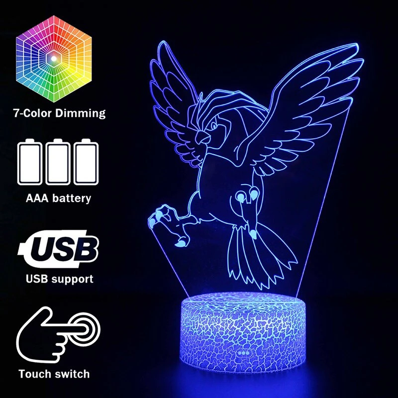 Pidgeot Tauboss Pokemon Lampe, Nachtlicht, Nachttischlampe 1 Pidgeot Tauboss Pokemon Lampe, Nachtlicht, Nachttischlampe