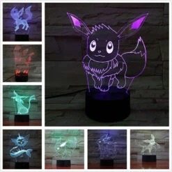Eevee / Evoli 3D LED Lampe (9 Motive) Nachtlicht, Tischlampe