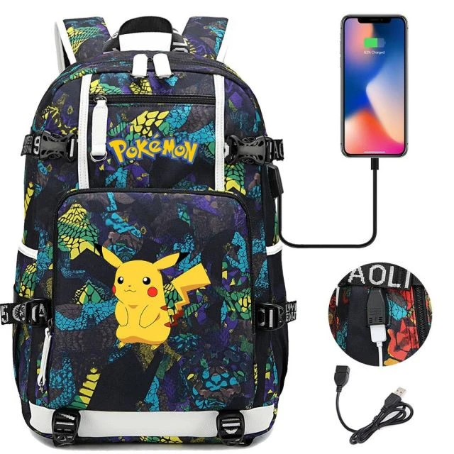Pokemon Rucksack Mit USB - Ideal Für Laptops 3 Pokemon Rucksack Mit USB - Ideal Für Laptops – Bild 3